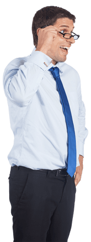 Happy Businessman Adjusting Glasses on Transparent Background - Download Free Stock Videos Pikwizard.com