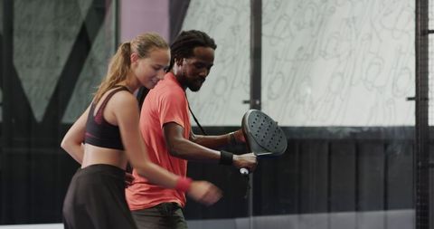 Young Athletes Practicing Padel Tennis Together