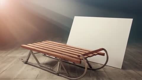 Wooden Sled on Rustic Floor with Warm Light