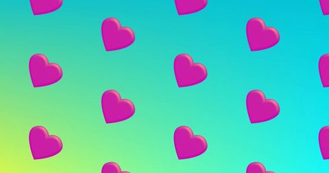 Repeating pink heart pattern on vibrant gradient background