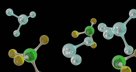 3d molecular model floating against black background - Download Free Stock Images Pikwizard.com