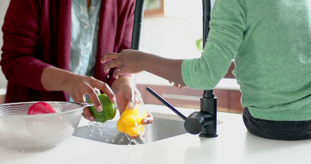 Grandmother and Grandson Washing Vegetables at Home - Download Free Stock Images Pikwizard.com