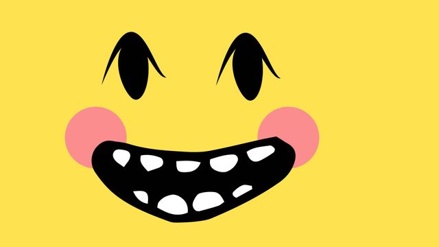 Illustration features cheerful smiling face with rosy cheeks on vibrant yellow background, perfect for concepts of positivity, joy, and fun. Suitable for greeting cards, social media posts, promotional content, or designs celebrating optimism and World Smiling Day.