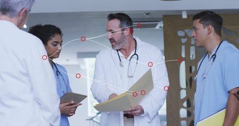 Diverse Medical Team Collaborating with Digital Data Connections
