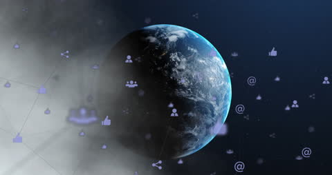 Digital Globe with Network Connection Icons Overlay