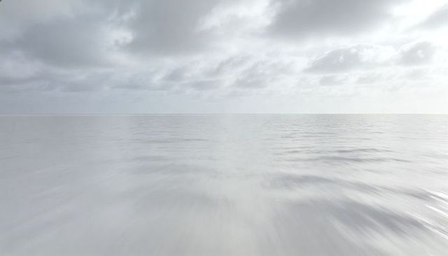Minimalist calm sea with centered horizon and layered clouds, muted tones for backgrounds