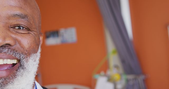 Close-Up of a Happy Smiling Elderly Man with Grey Beard - Download Free Stock Images Pikwizard.com