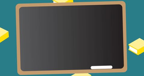 Blank blackboard with yellow books for study concepts