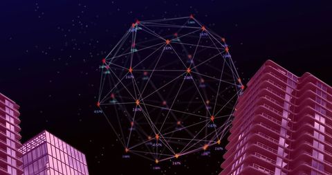 Digital Network Globe Above Futuristic 3D Cityscape - Download Free Stock Images Pikwizard.com