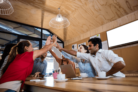 Building Success Transparent Office Team Celebration