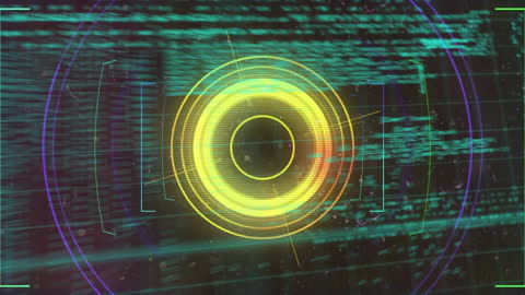 Futuristic Digital Data Interface with Neon Glitch Effect