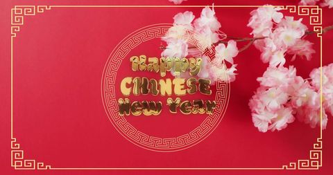 Happy Chinese New Year Message With Floral Decoration
