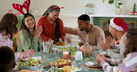 Festive family gathering with joyful celebration and warm atmosphere