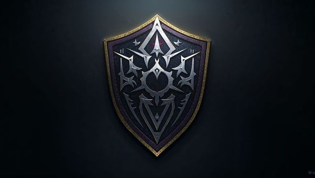 Ornate Medieval Shield with Heart Motif and Gold Trim