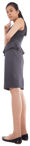 Asian female professional thinking in business attire transparent background