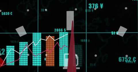 Digital Interface with Financial Data Projections - Download Free Stock Images Pikwizard.com