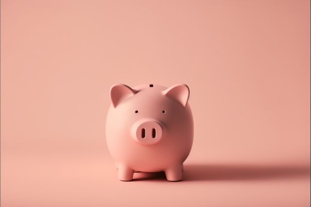 Image of pink piggy bank on pink background, created using generative ai technology. Piggy bank and finances concept, digitally generated image.