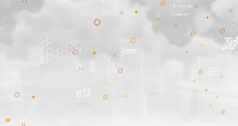 Abstract Digital Interface with Geometric Patterns and Data Nodes