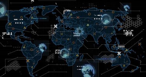 futuristic digital world map with data processing - Download Free Stock Images Pikwizard.com