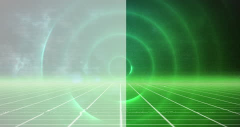 Futuristic Radar Display with Digital Grid Overlay