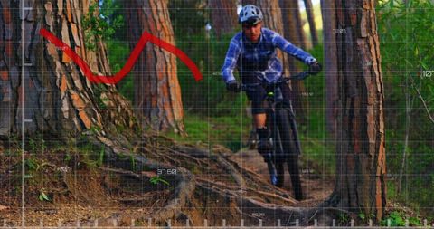 Technological Overlay Cycling in Forest with Data Display