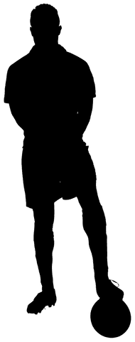 Silhouette soccer player kicking ball transparent background