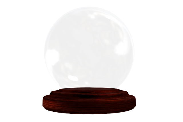 Transparent snow globe on a wooden base offers a versatile look ideal for holidays, decorations, or crafts. Perfect for designs relating to winter, minimalism, or blank spaces ready for customization.