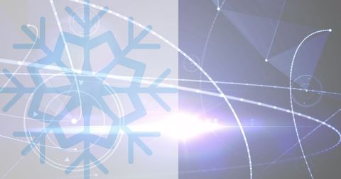 Abstract digital snowflake with dynamic light patterns