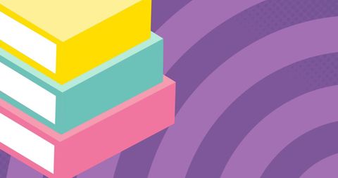 Colorful abstract books on purple background