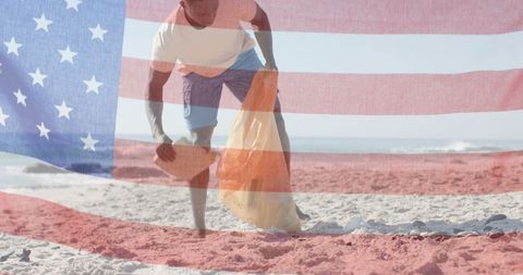 Patriotic Beach Cleanup: Embracing Environmental Responsibility - Download Free Stock Images Pikwizard.com