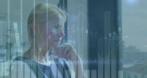 Businesswoman Analyzing Data with a Futuristic Interface