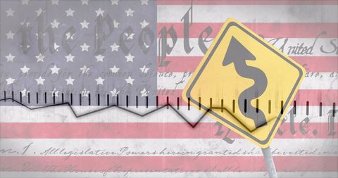 Economic Uncertainty Concept with US Flag and Financial Data - Download Free Stock Images Pikwizard.com