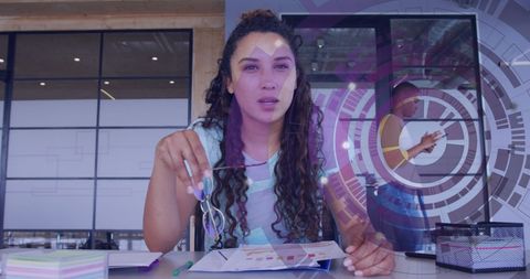 Data Processing Overlay on Diverse Business Team in Modern Office