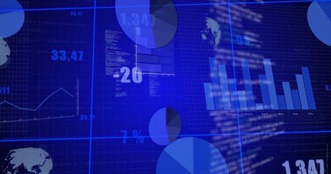 Digital Dashboard Display with Data Analytics and Graphs Overlay