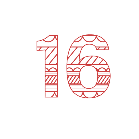 red number 16 with pattern on transparent background for celebration - Download Free Stock Videos Pikwizard.com