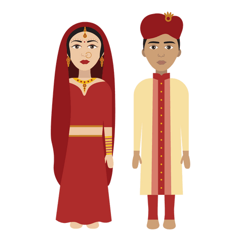 transparent illustration of gujarati bride and groom in traditional wear - Download Free Stock Videos Pikwizard.com
