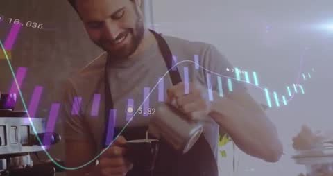 Barista Creates Latte Art with Digital Data Overlay