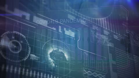 Futuristic Digital Interface Highlighting COVID-19 Impact on Economy