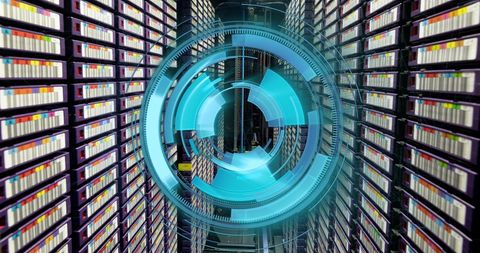 neon blue scanner in modern data center - Download Free Stock Images Pikwizard.com
