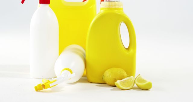 Cleaning supplies and lemons are displayed for a natural cleaning approach with space for text. - Download Free Stock Photos Pikwizard.com