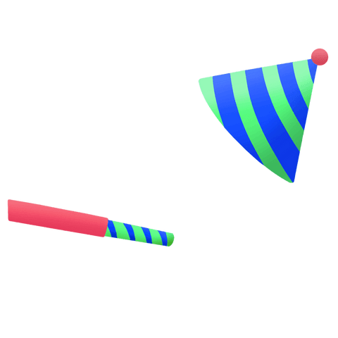 Transparent Background with Festive Party Hat and Blower