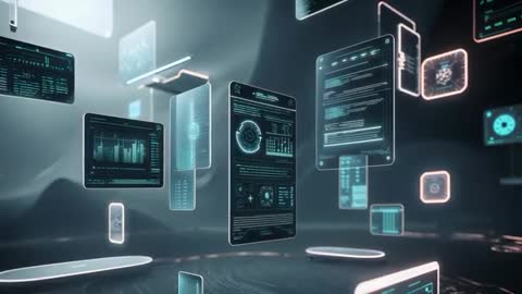 Futuristic Virtual Interface Displaying Real-time Data Visualization