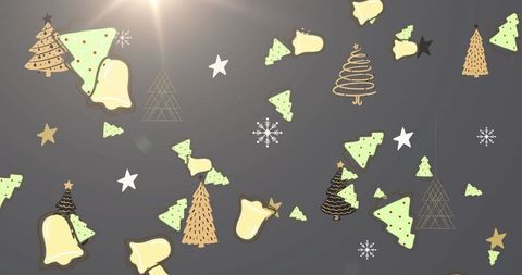 Festive Floating Christmas Trees and Bells