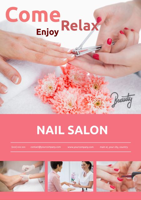 Tranquil Nail Salon Flyer Promoting Manicures and Spa Experience - Download Free Stock Templates Pikwizard.com