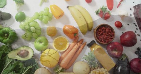 Variety of Fresh Fruits and Vegetables for Healthy Living