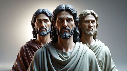 Aesthetic portrait busts of jesus' disciples in draped robes