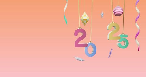 Festive 2025 New Year Celebration Background with Hanging Décor