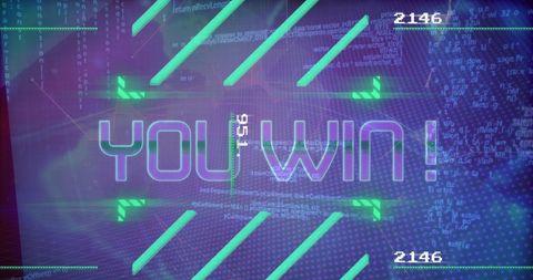 futuristic computer screen with 'you win' message - Download Free Stock Images Pikwizard.com