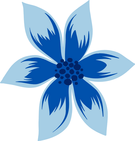 Transparent vector blue six-petal flower illustration