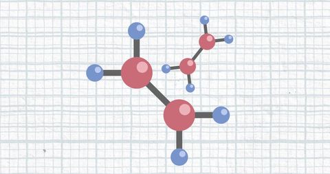 Molecular structure illustration on grid background